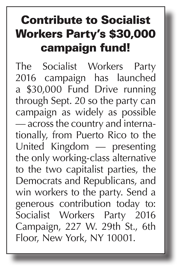 SWP 2016 Campaign Fund