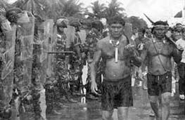 Indian peasants march in Brazil